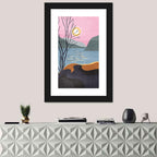 Sunset Reflection Minimalist Landscape Wall Art