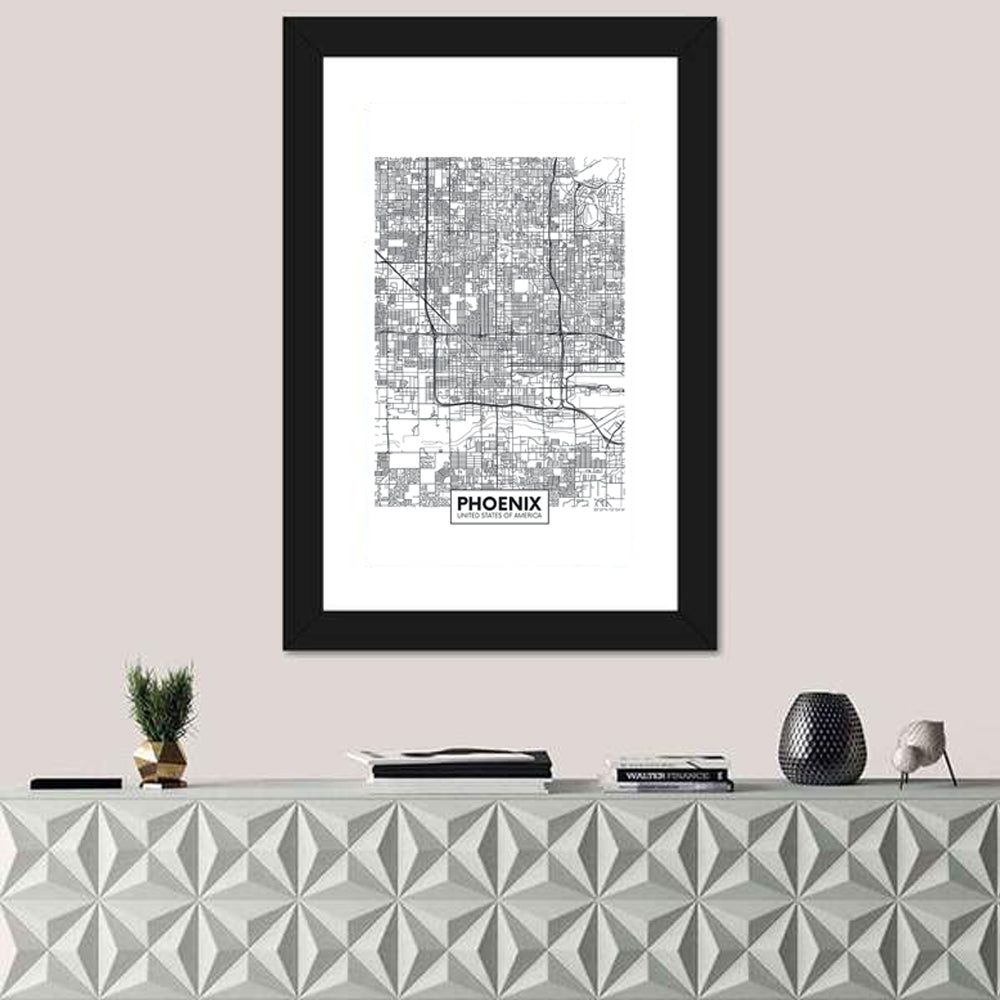 Phoenix Street Grid Map Wall Art