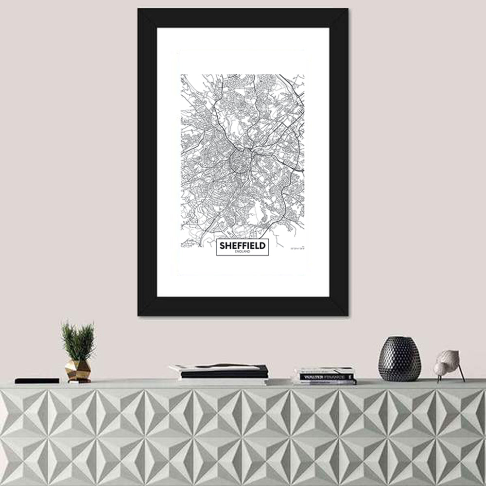 Sheffield Street Grid Map Wall Art