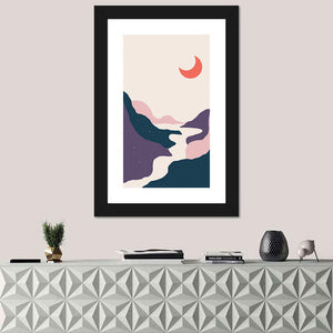 Moon Over Mountains Stream Wall Art