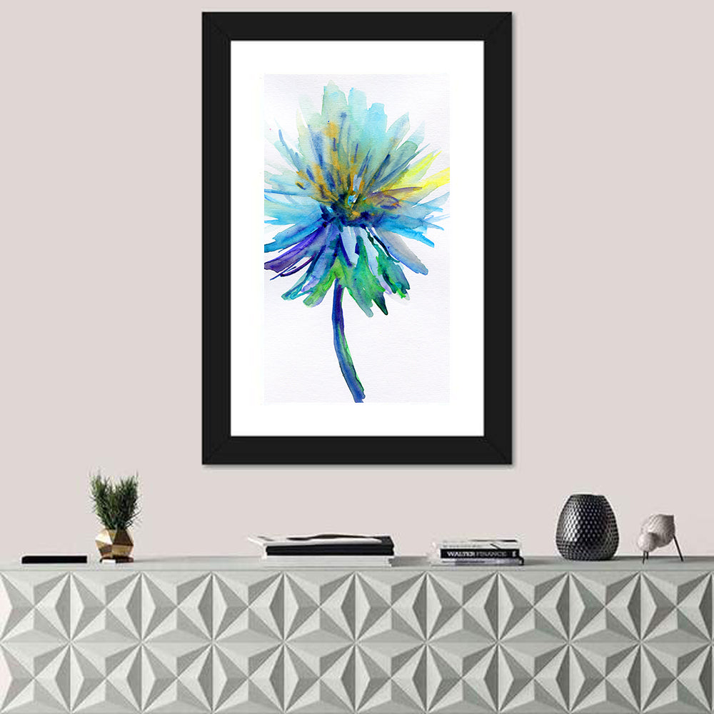 Ethereal Blue Watercolor Flower Wall Art