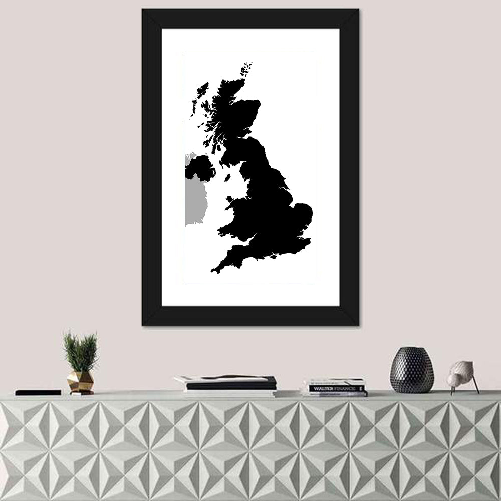 United Kingdom Silhouette Map Wall Art