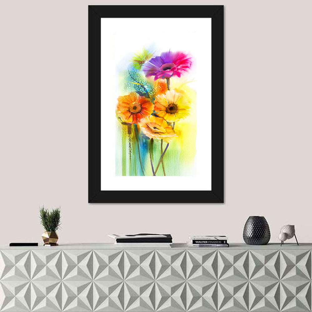 Gerbera Daisy Watercolor Bouquet Wall Art