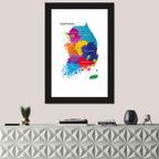 Colorful South Korea Map Wall Art