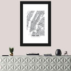 Manhattan Map, Black and White Wall Art