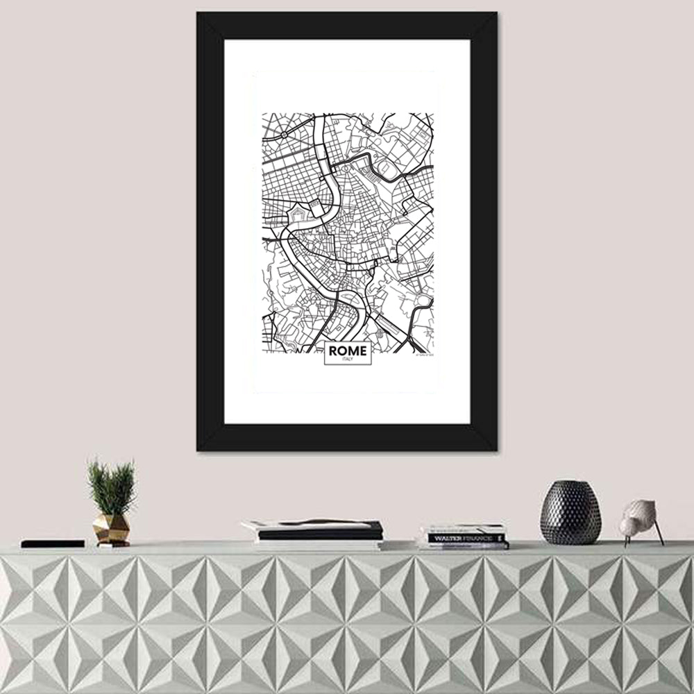Minimalist Rome City Map Wall Art