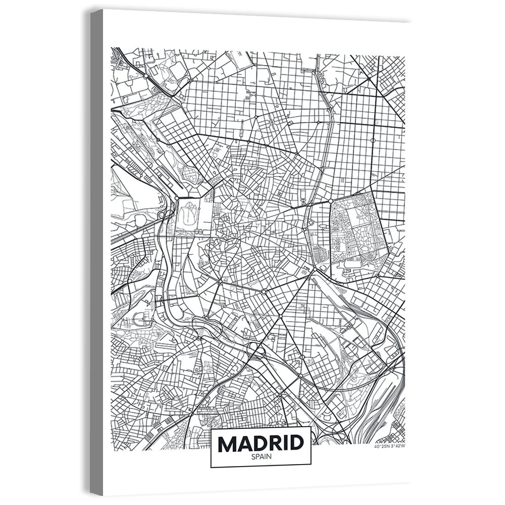 Madrid City Map Wall Art