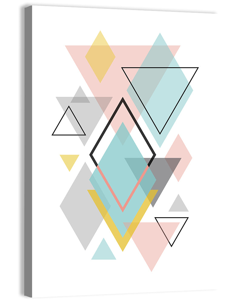 Scandinavian Geometric Pastel Composition Wall Art, canvas print, portrait