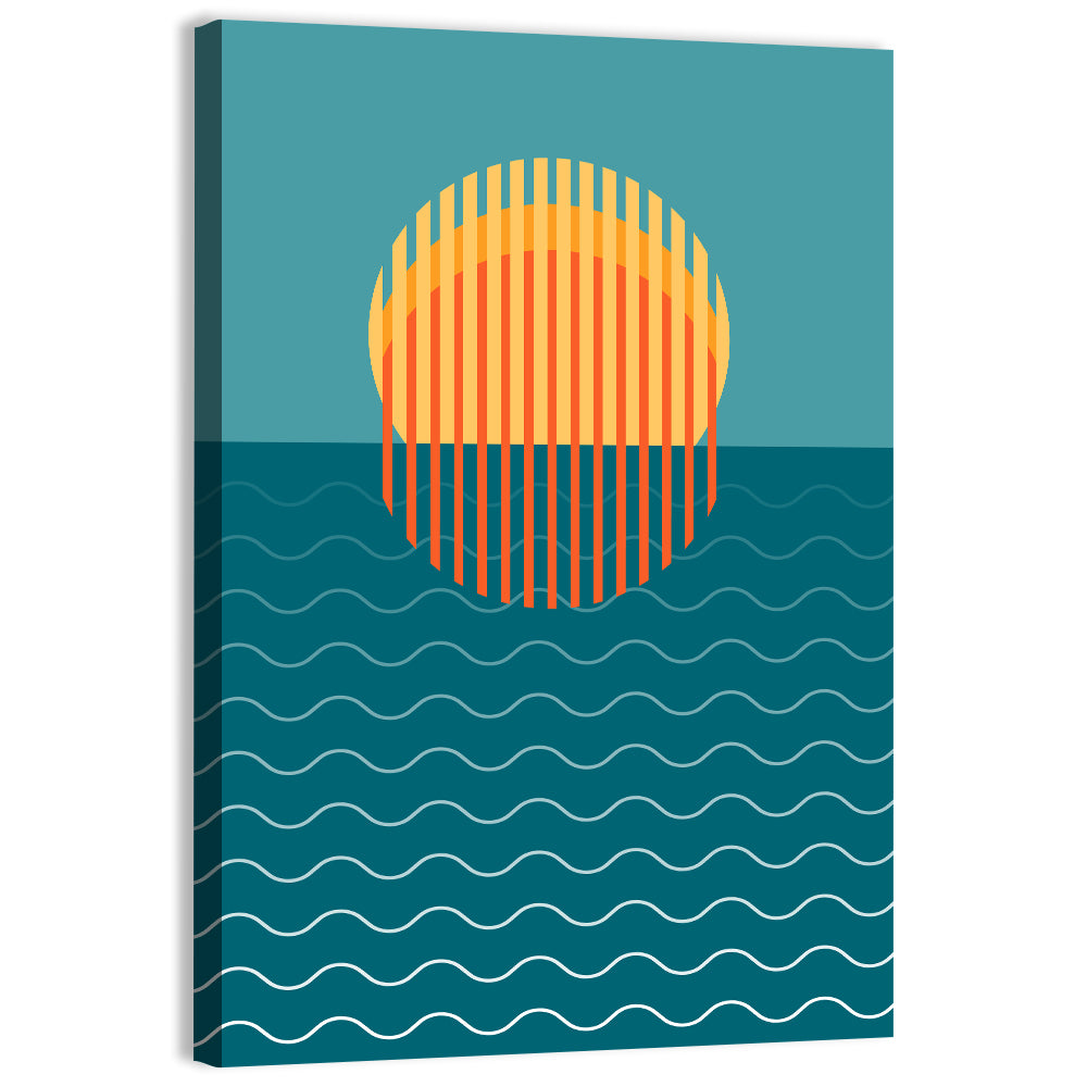 Geometric Ocean Sunset Wall Art