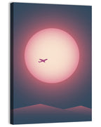 Twilight Airplane Over Mountains Wall Art