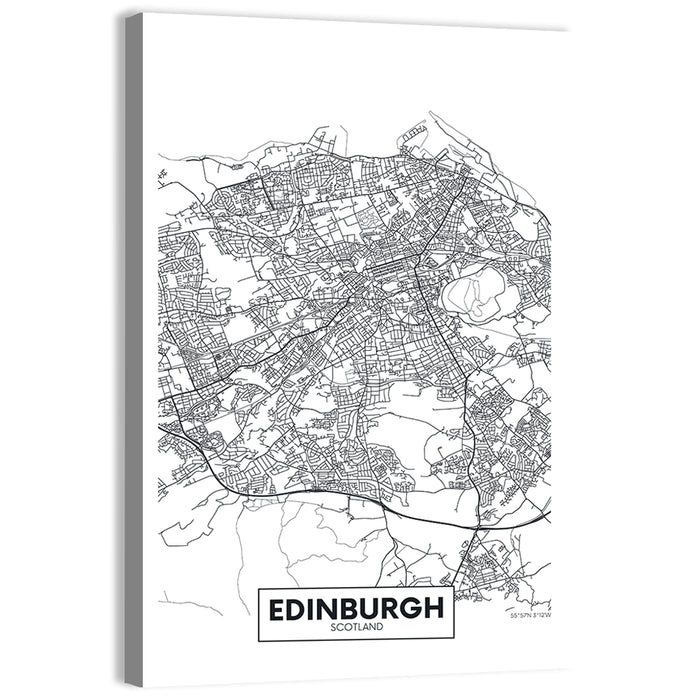Edinburgh City Map Wall Art as a canvas print