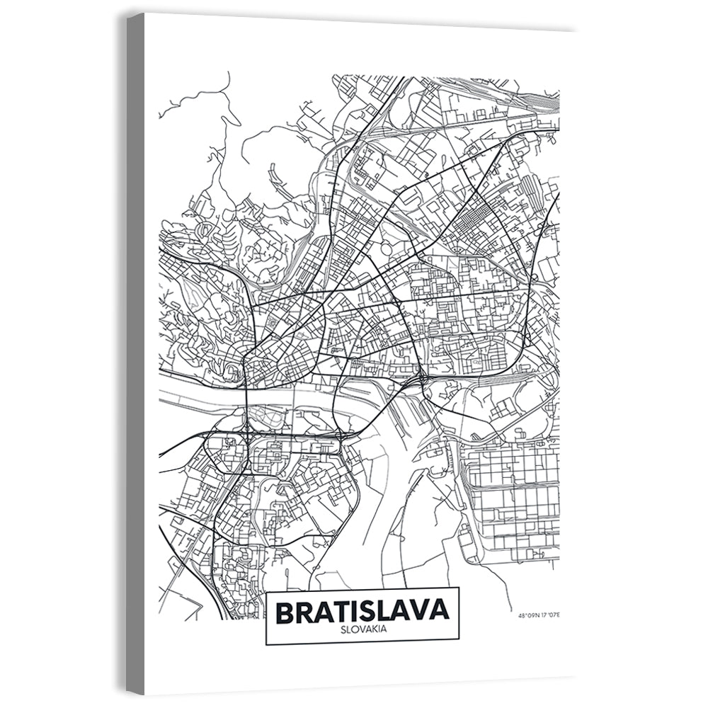 Bratislava City Map Wall Art