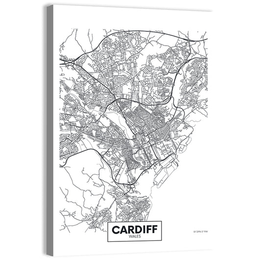 Cardiff City Map Wall Art