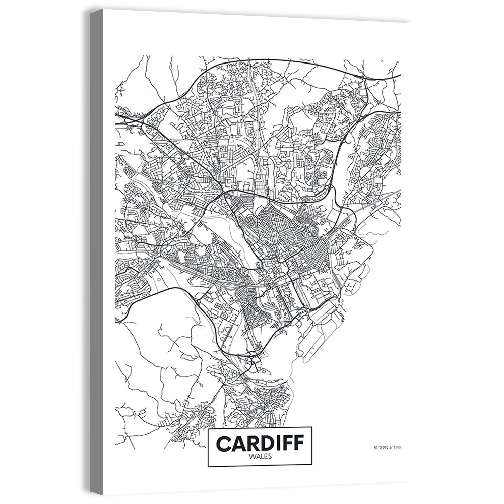 Cardiff City Map Wall Art