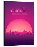 Chicago Retro Sunset Skyline Wall Art