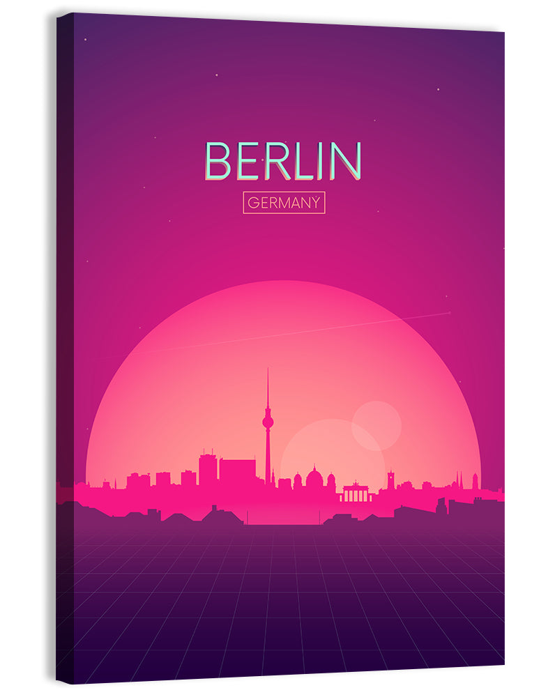 Berlin Tv Tower Synthwave Skyline Wall Art