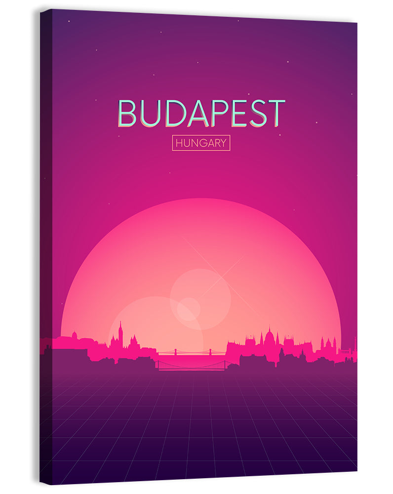 Budapest Sunset Skyline Wall Art