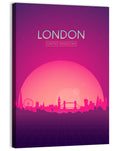 Retro London Sunset Skyline Wall Art