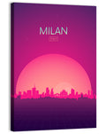 Milan Sunset Skyline Illustration Wall Art