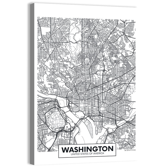 Washington D.c. Map Wall Art as a canvas print