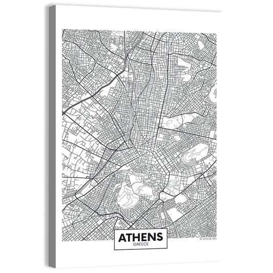 Athens City Map Wall Art