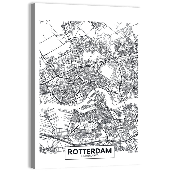 Rotterdam City Map Wall Art as a canvas print