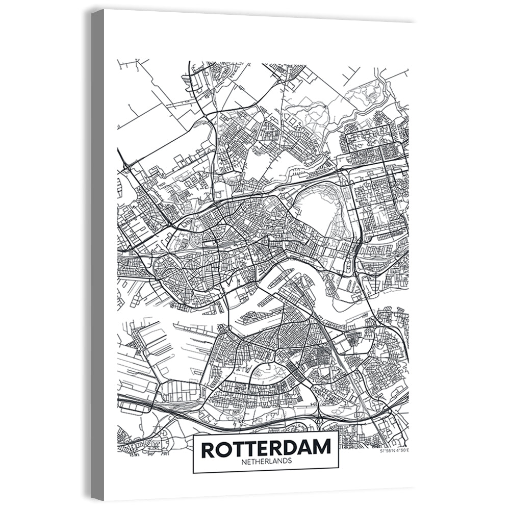 Rotterdam City Map Wall Art