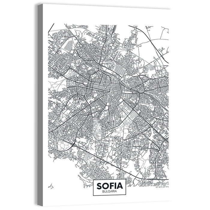 Sofia City Map Wall Art as a canvas print
