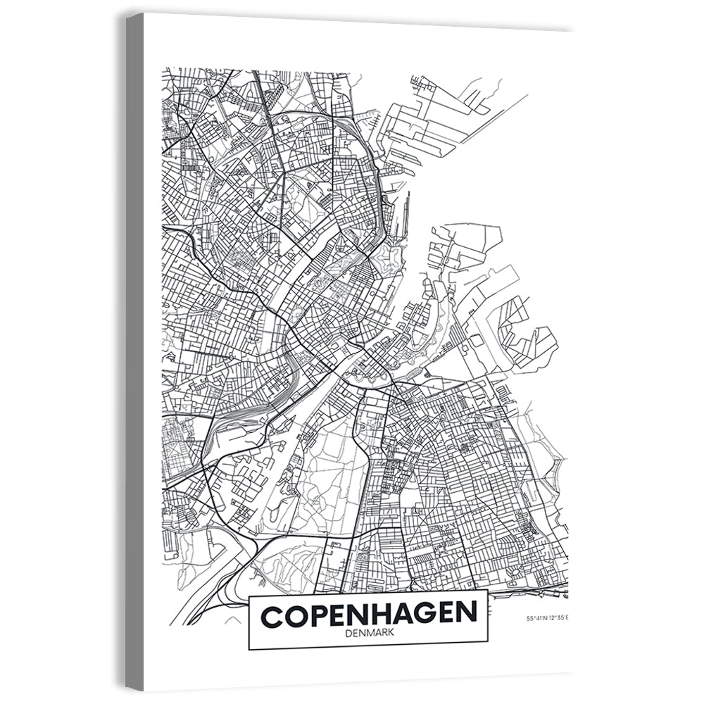 Copenhagen City Map Wall Art