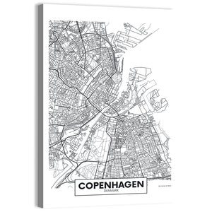 Copenhagen City Map Wall Art