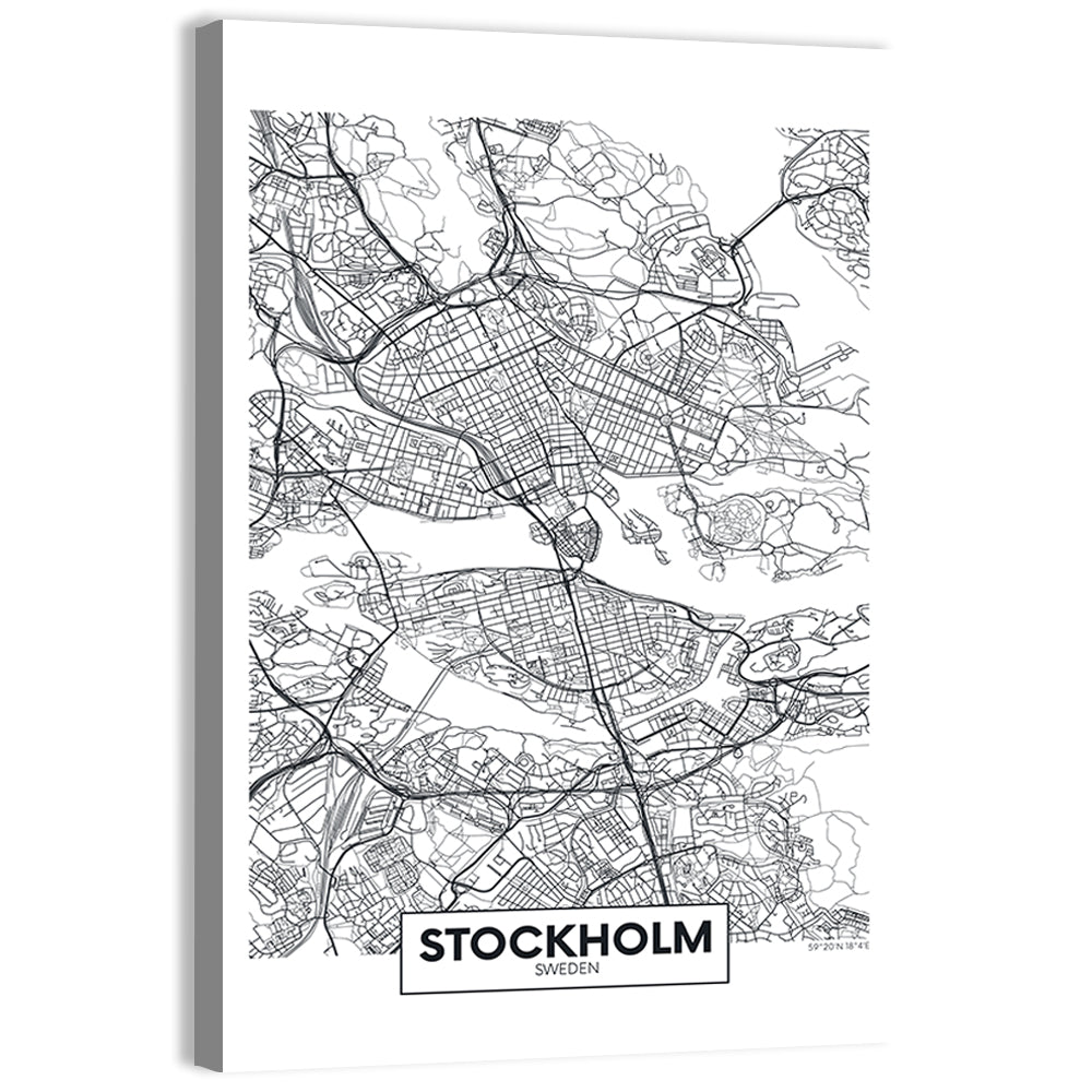 Stockholm City Map Wall Art