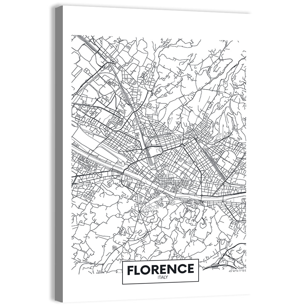Florence Street Grid Map Wall Art