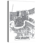 New Orleans Minimalist City Map Wall Art