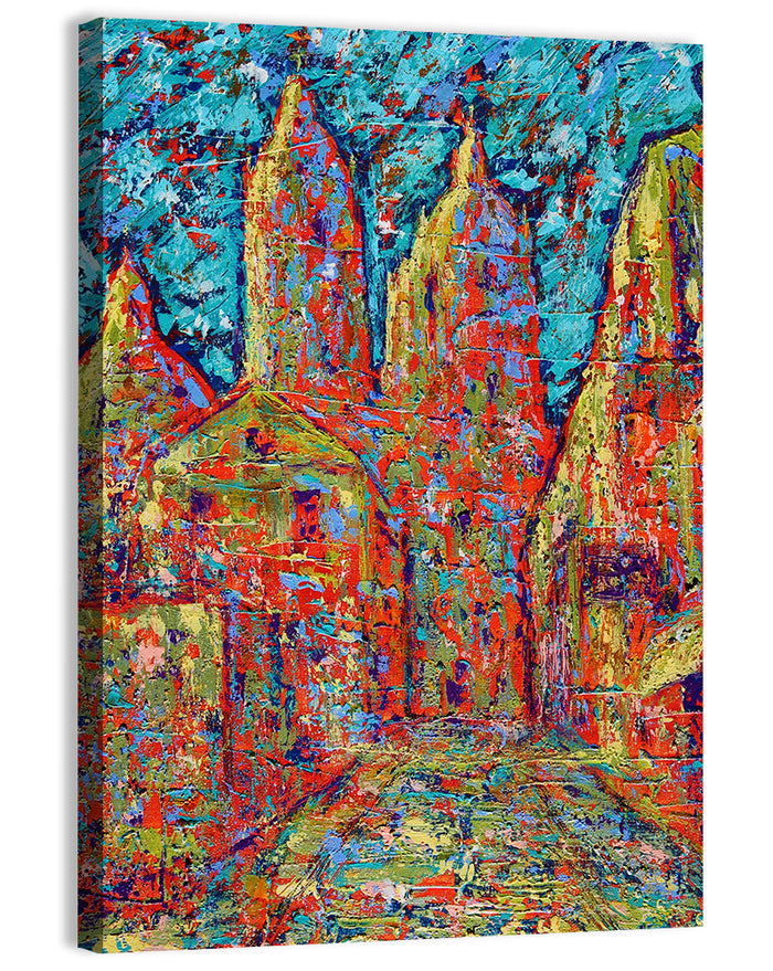 Gothic Spires Cityscape Wall Art as a canvas print