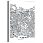 Jakarta Street Grid Map Wall Art