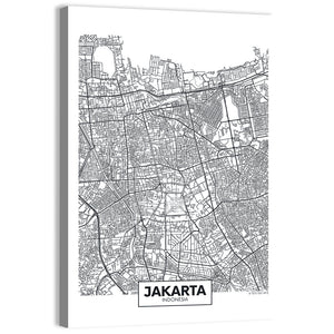 Jakarta City Map Wall Art