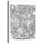 Kuala Lumpur Street Grid Map Wall Art