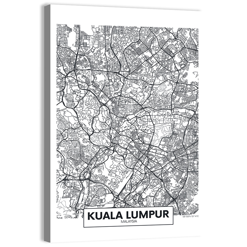 Kuala Lumpur City Map Wall Art