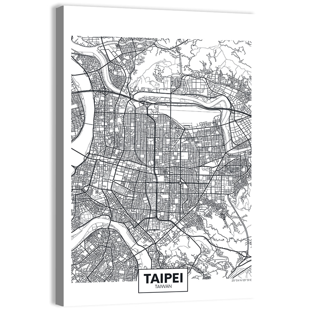 Taipei Street Grid Map Wall Art