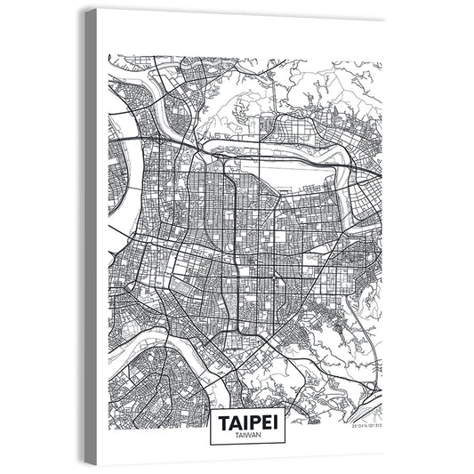 Taipei City Map Wall Art