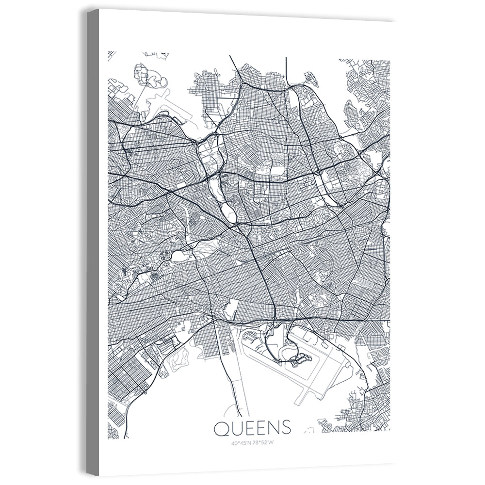 Queens Map with Jfk Airport Wall Art