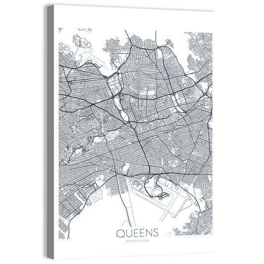 Queens New York City Map Wall Art