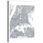 Bronx Black and White Map Wall Art