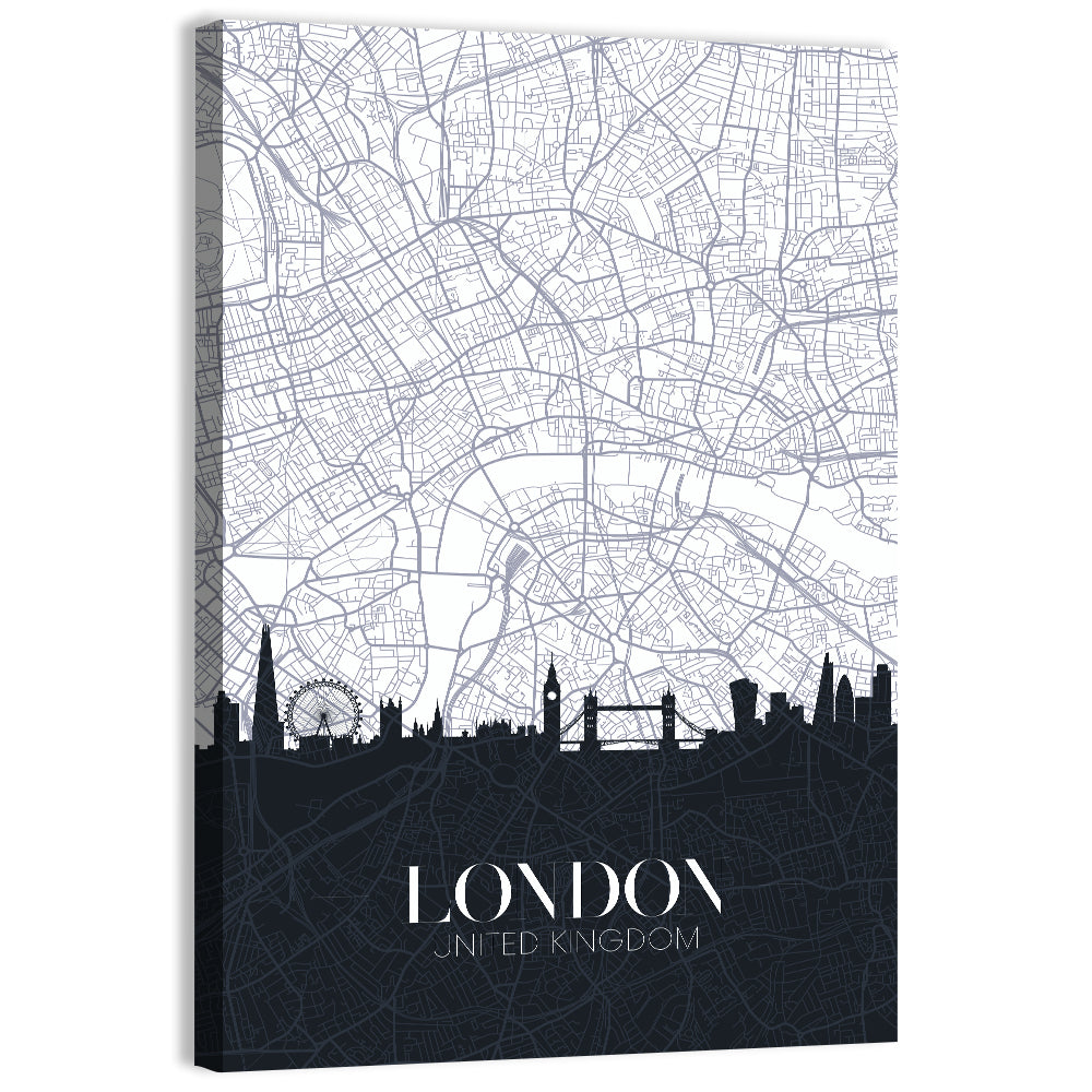 London Skyline Map Wall Art