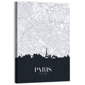 Paris Map with Eiffel Silhouette Wall Art