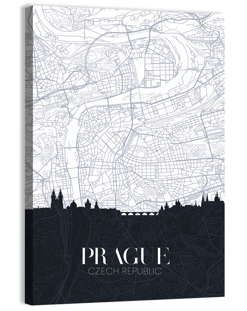 Prague Map with Charles Bridge Wall Art