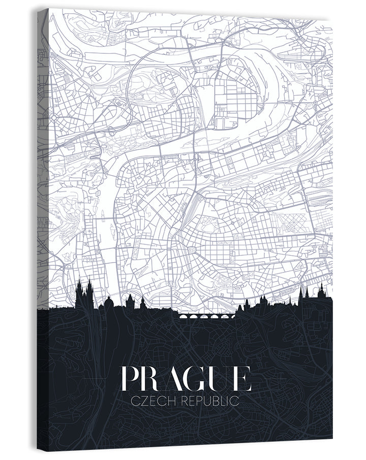 Prague Map with Charles Bridge Wall Art