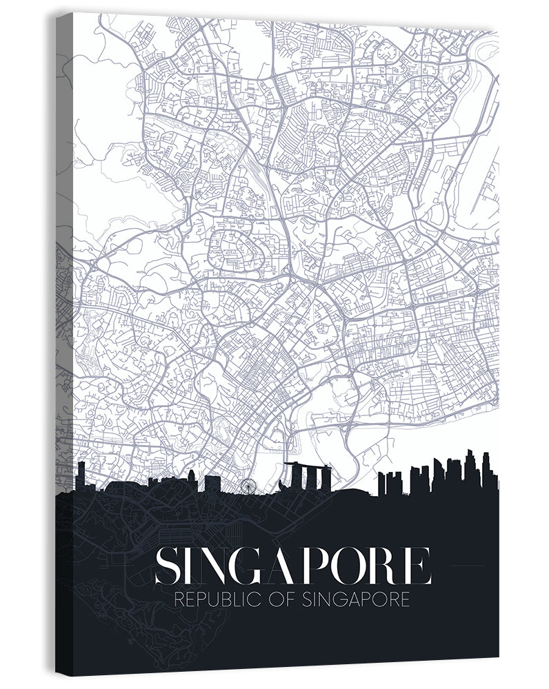 Singapore City Map Wall Art