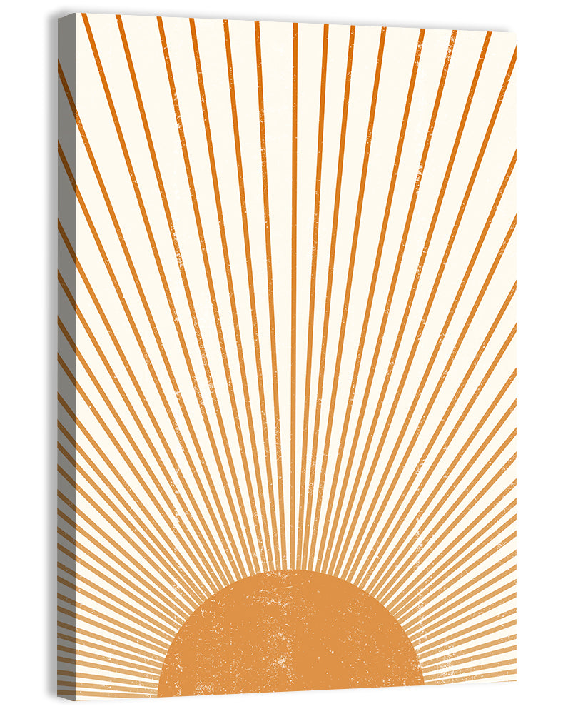 Distressed Sunburst Minimalist Wall Art, canvas print, portrait