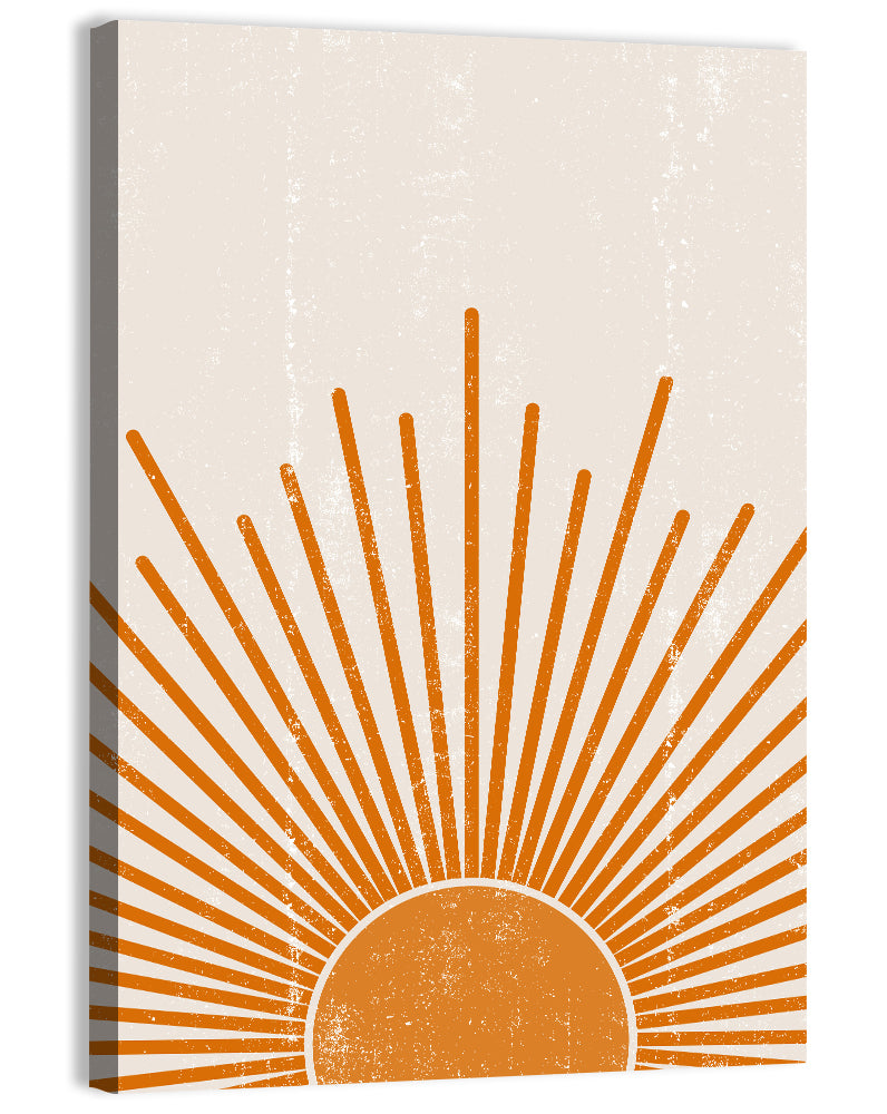 Warm Boho Sun Illustration Wall Art, canvas print, portrait